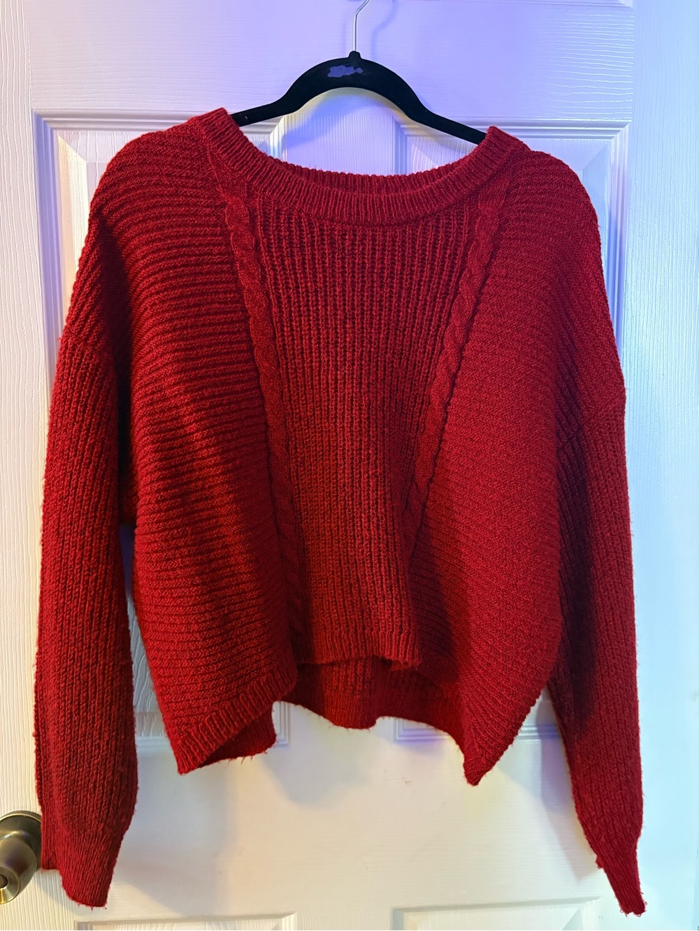 Red Cable-Accent Womens Sweater - Unbranded